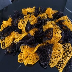 Black & Gold Pittsburgh Steelers Colors NFL Team Spirit Scarf Yarn Ruffle Scarf